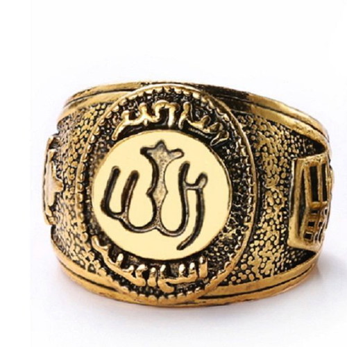 Men's ring with embossed Islamic symbols like new, vintage style