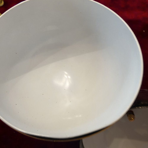 Vintage egg-shaped ice bucket with brass details, 26cm