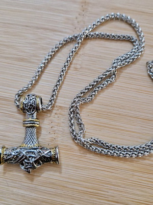 Viking men's necklace new, gold and silver colors