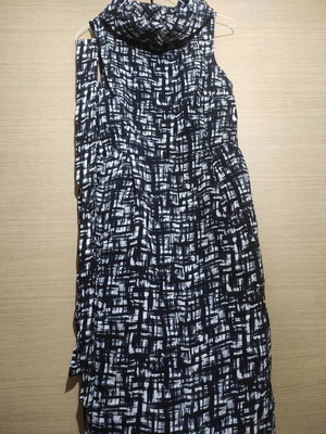 Koton midi dress with high neck abstract grid print like new, size S