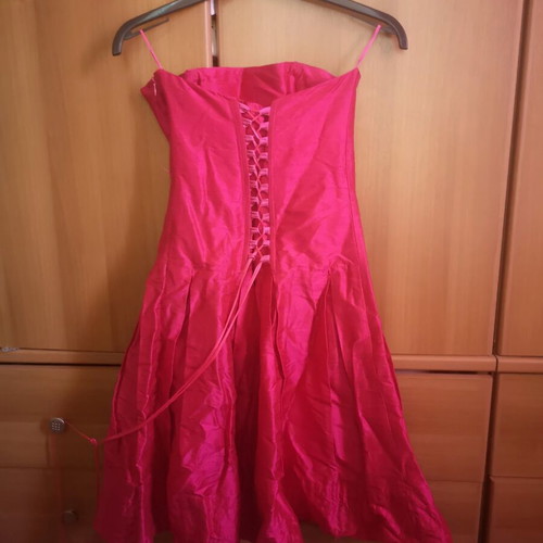 Ysatis dark fuchsia strapless dress with corset and zipper, size 1