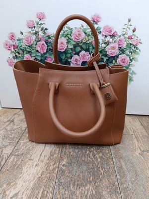 Laura Ashley handheld bag like new, camel color, saffiano look