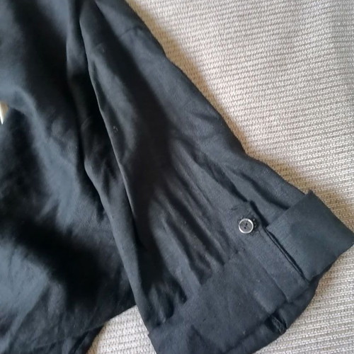 New Style long linen-viscose hooded blouse XXL, black