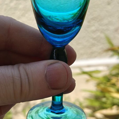 Vintage set of 5 colored liqueur glasses like new