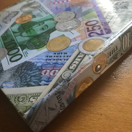 Fancy coin & banknote folder used, medium size