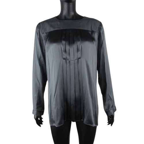 Lorena Antoniazzi blouse size L grey 100% silk Italy like new