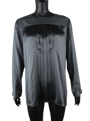 Lorena Antoniazzi blouse size L grey 100% silk Italy like new