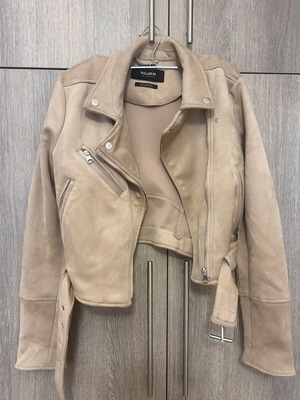 Jacket suede women's beige with detachable belt, like new