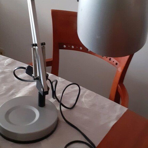 Inox desk lamp like new with adjustable arm and metal base