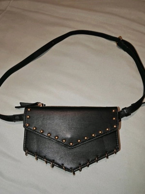 Women's waist bag new, black with gold studs