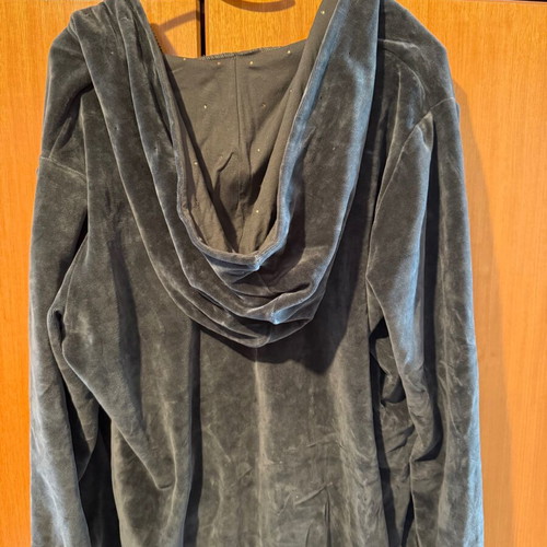 Velvet dark gray cardigan with rhinestones and stones new XL