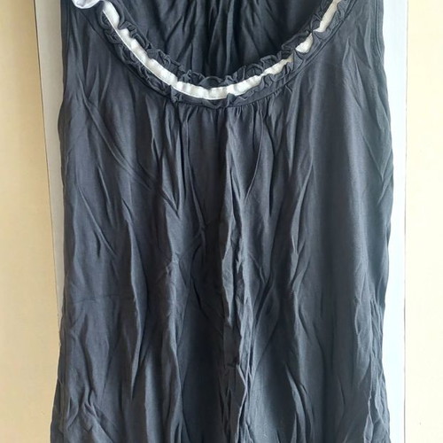 Tom Tailor anthracite long top, size Medium, cotton with decorative flower