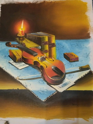 Oil painting on canvas Violin like new, size 30x40