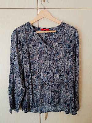 Boho Chic Viscose Blouse Classic Paisley Navy Blue Palette S.Oliver Like New