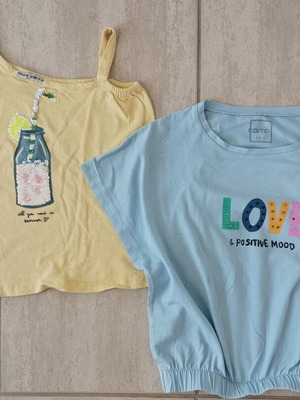 Evita cotton t-shirt set for girl 14 years like new, yellow and turquoise