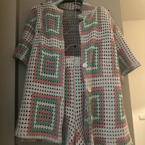 ASOS knitted set jacket and shorts, multicolor