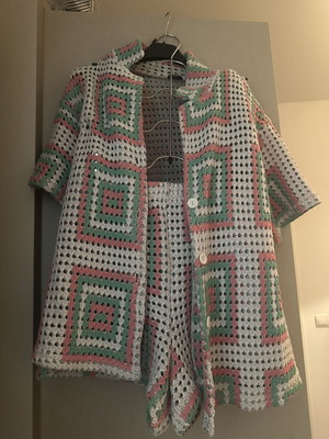 ASOS knitted set jacket and shorts, multicolor