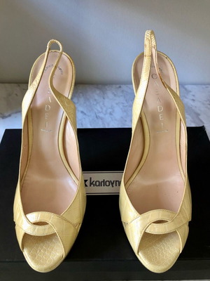 Casadei Γυναικείες Slingback Γόβες Croc Υφή Νο 40 Εφαρμόζουν 39 Cream Κιτρινισμένες Μεταχειρισμένες