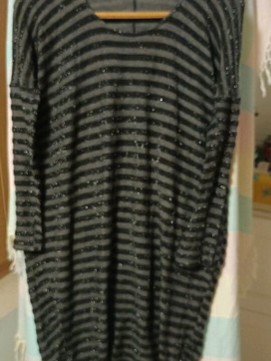 Gaia Mattei dress used, comfortable fit, size L-XL, black gray