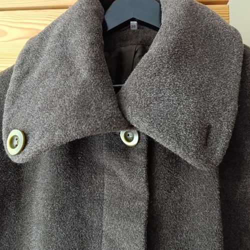 Sleeveless wool coat C&A used, brown, mohair blend