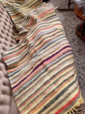 Handmade rag rug used, colorful, size 360x78