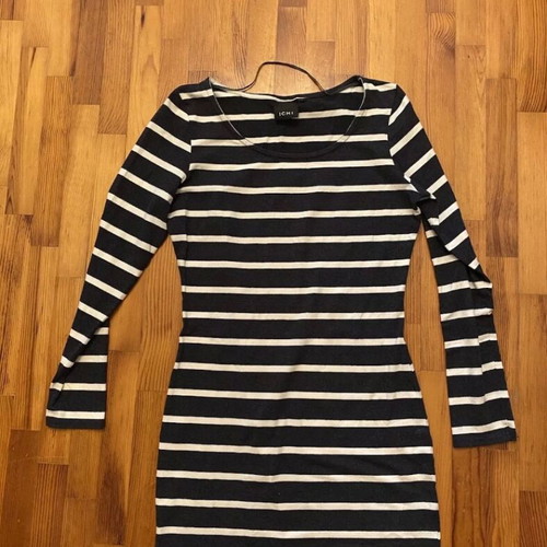 ICHI striped dress Small cotton used, black and white
