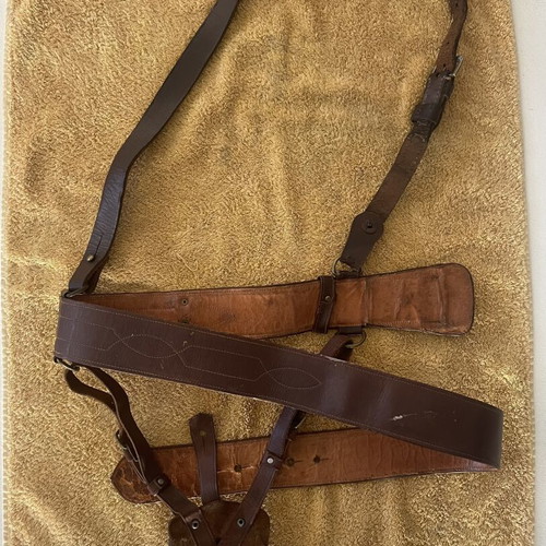 Military belt Sam Brown officer Greek army like new with sword frog