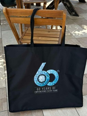 Tupperware 60 Years Anniversary Tote Bag Large Fabric with Hard Bottom