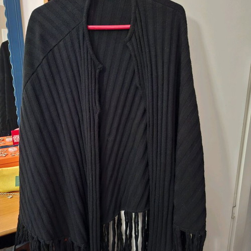 Black poncho like new with fringes