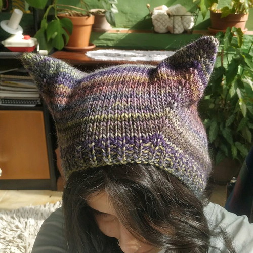 Handmade knitted bonnet brown multicolor new