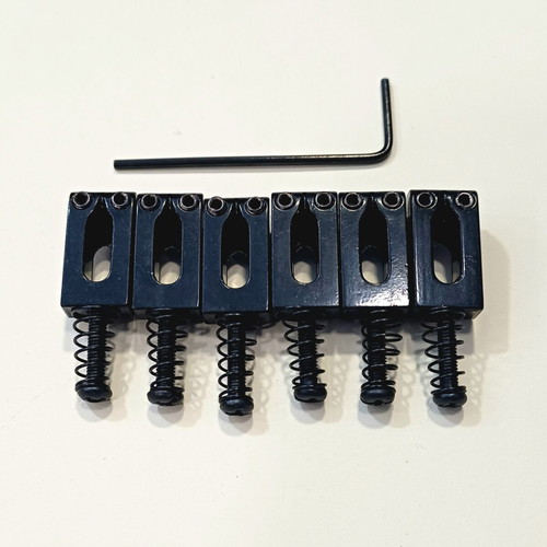 Set of 6 black modern style saddles for electric guitar bridge