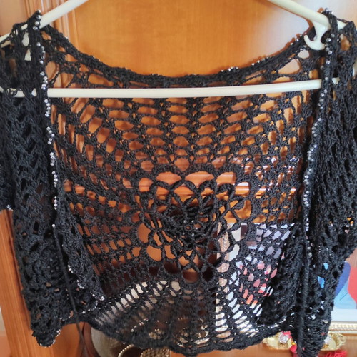 Black knitted bolero with yarn, size S