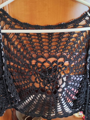 Black knitted bolero with yarn, size S