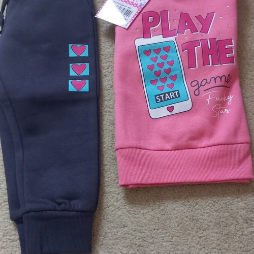 Girls' tracksuit 2 years new, blue and pink Funky