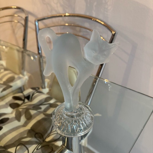 Glass decorative item like new, cat design sandblasted