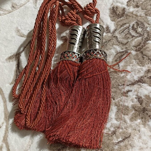 Curtain tiebacks new with metal inox detail set