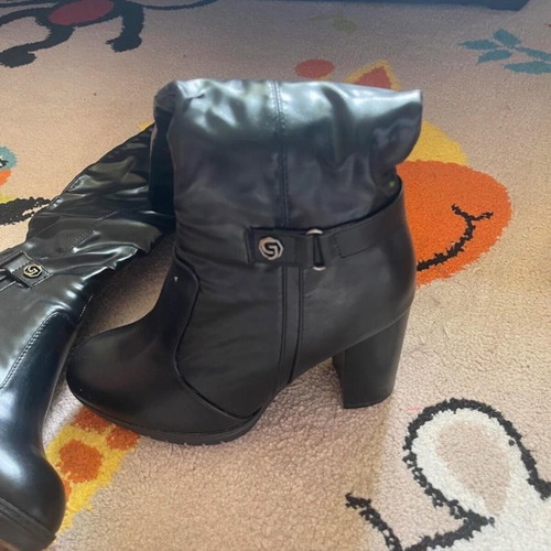 Paolo Bocelli women's boots faux leather like new, size 37, black