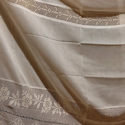 Curtain white cream with handmade lace like new