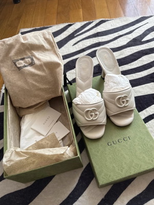 Gucci Marmont δερμάτινες γόβες, λευκές, μέγεθος 38