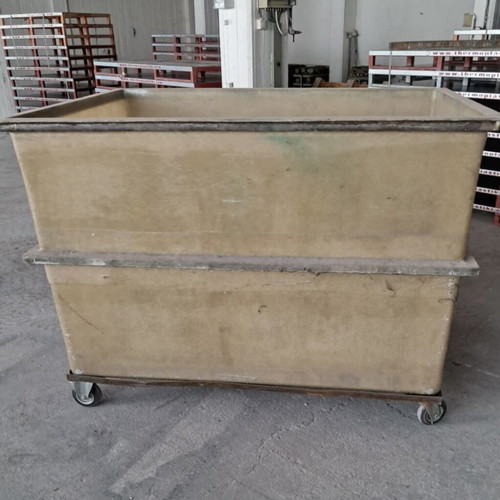Fiberglass bin with wheels like new