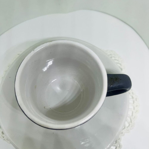 Set of two cups and saucers for Greek coffee or espresso, used