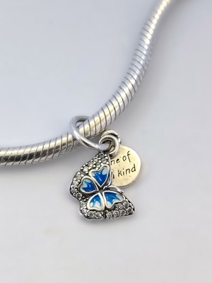 Charm Μπλε Πεταλούδα από ασήμι S925 με ζιρκόνια καινούργιο