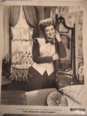 Betty Grable photo used from the movie The Shocking Miss Pilgrim 1947