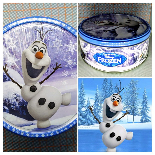 Metal round Frozen tin with Olaf Disney store used