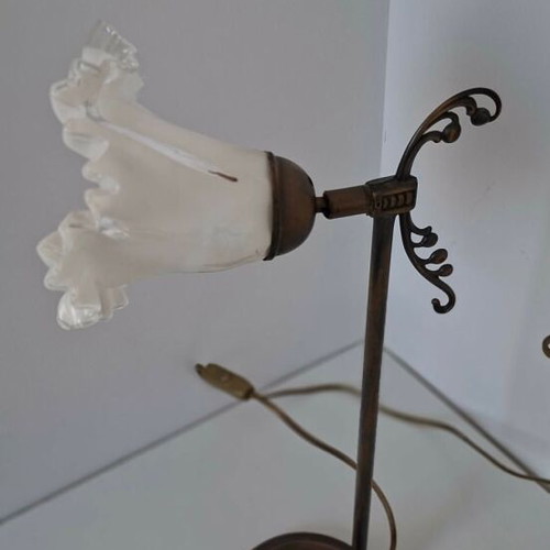 Bronze table lamp used with white Murano Franco Luce glass