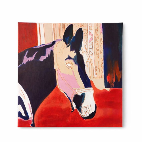 Handmade acrylic painting horse used 40x40 cm