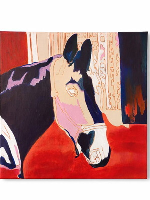 Handmade acrylic painting horse used 40x40 cm