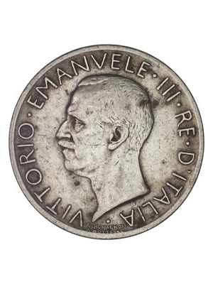 5 Lire Victor Emmanuel III 1927 silver coin used