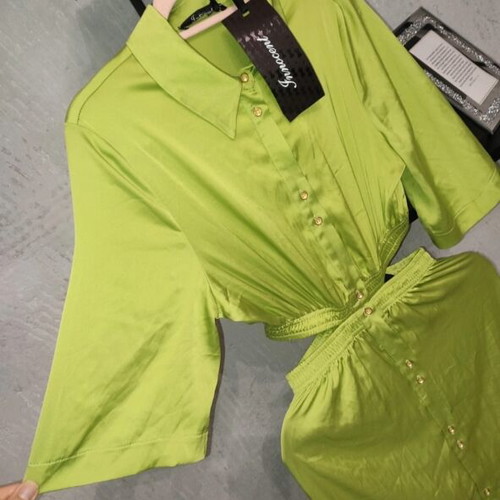 Innocent Lime Satin Cut-Out Maxi Dress new with tags, size S