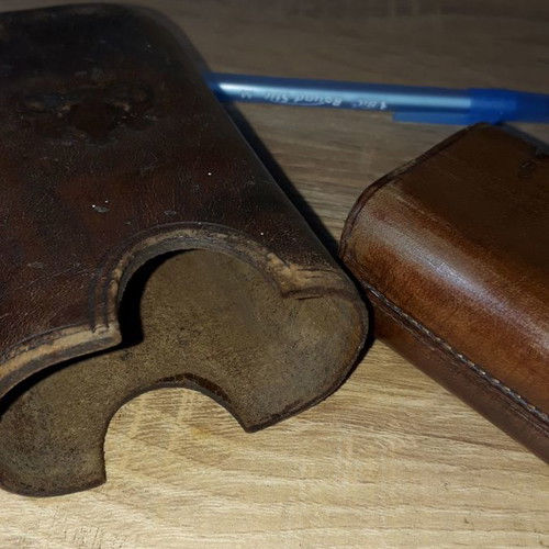 Leather cigar case used, vintage